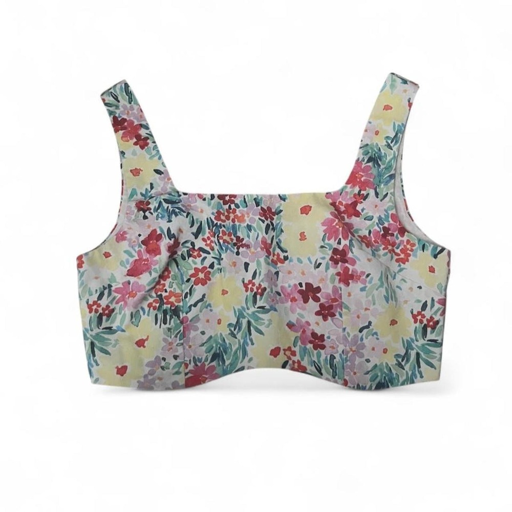 YELLOW THE LABEL YLLW FLORAL TANK CROP TANK TOP